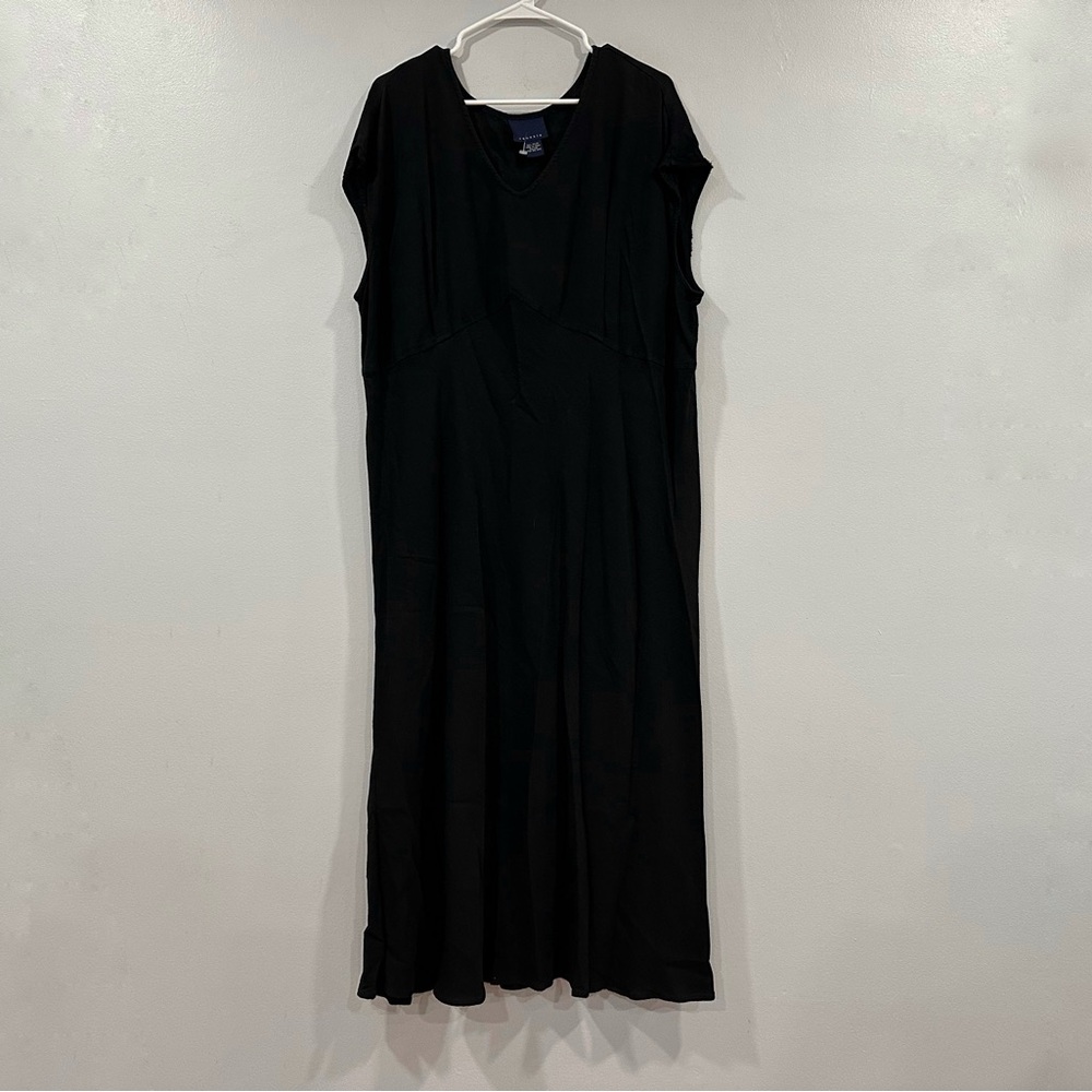 Venezia Black Rayon Cap Sleeve Maxi Dress 22/24